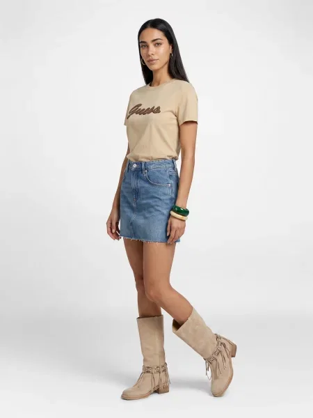 Tricou Guess cu mărgele bej