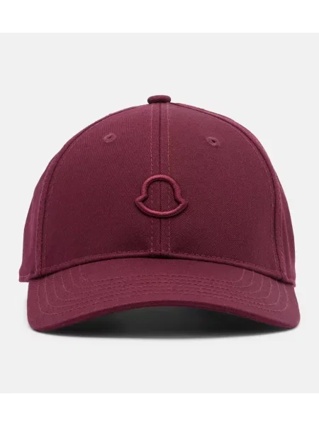 Șapcă Moncler din canvas cu autograf bordo