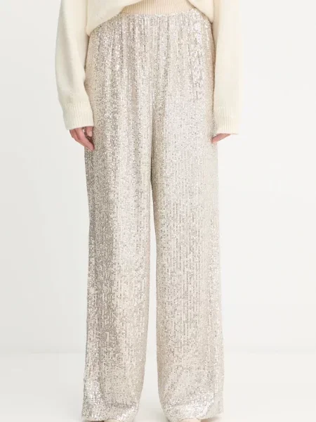 BOSS Orange pantaloni lat high waist bej