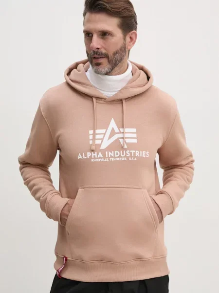 Alpha Industries bluza z kapturem z nadrukiem różowy
