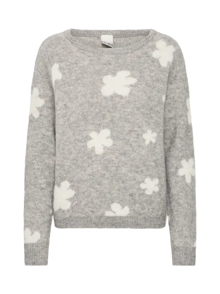ICHI Sveter IHKAMARA sivá melírovaná biela