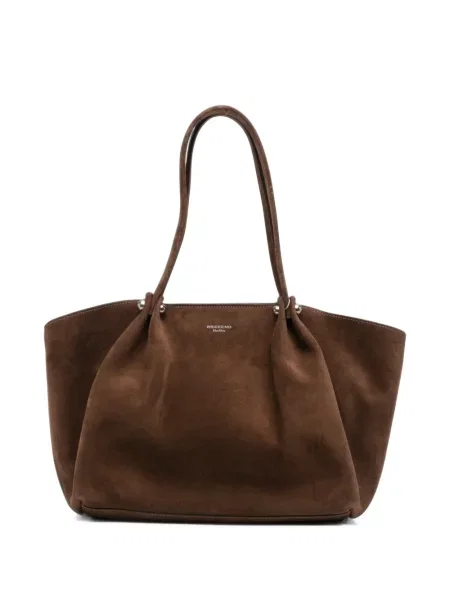 Geantă shopper Weekend Max Mara din piele de căprioară maro