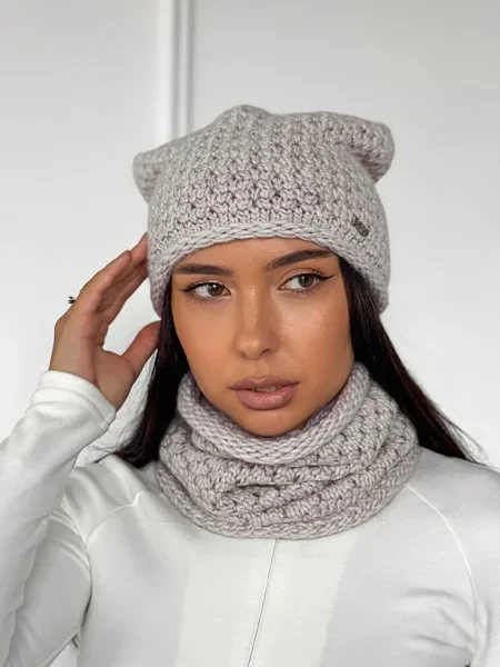 INNOE Шапка/шарф Сіро/бежевий Вовна/поліамід бежевий