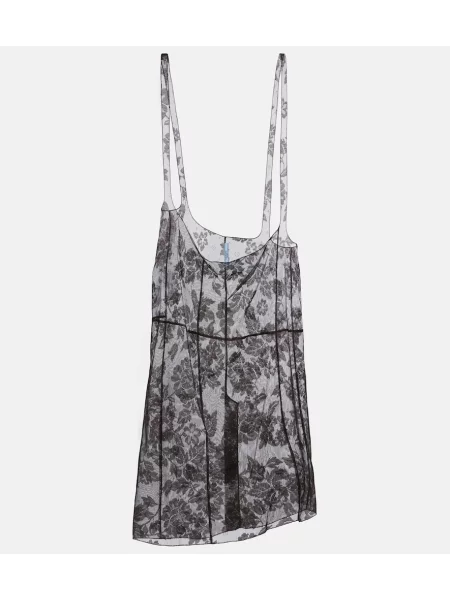 Fustă midi Prada cu model floral din dantelă maro