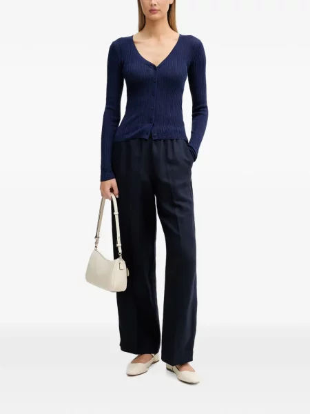 Lung cardigan Sisley tricotate albastru