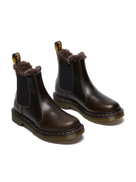 Кожаные утепленные ботинки Dr. Martens на платформе коричневые