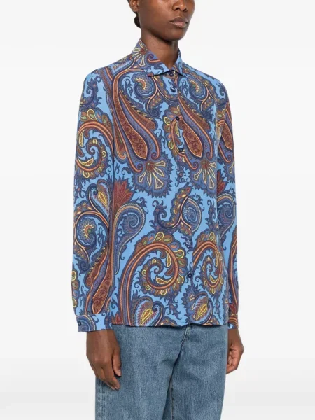 Cămașă Etro cu imagine cu model paisley albastru