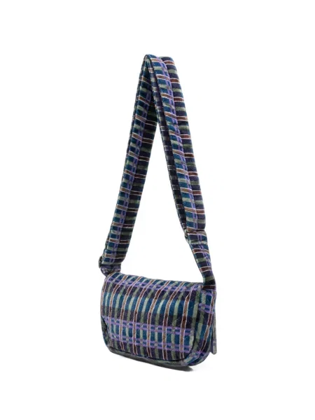 Matlasat geanta crossbody épice în carouri albastru