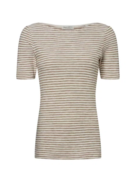 Marc O'Polo Koszulka Kobiety brązowy|biały w paski M biała