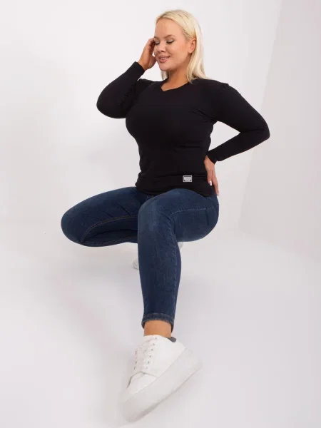 Bluză Fashionhunters cu mâneci lungi lungă negru