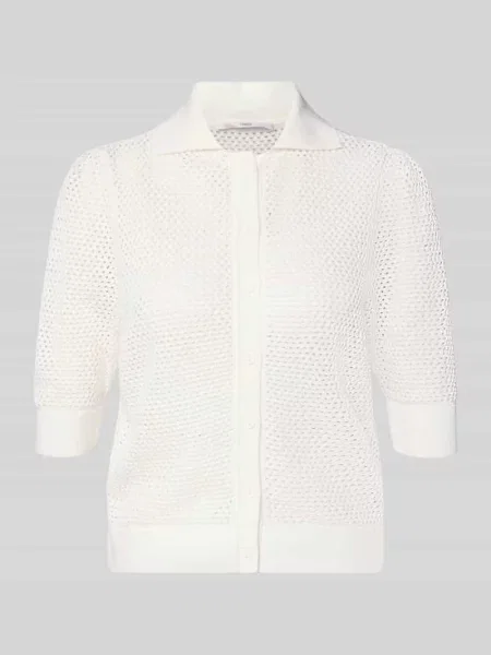 Kardigan z kołnierzykiem polo i krótkim rękawem Lanius białe