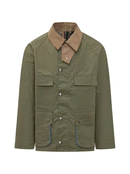 Gulerat geacă Barbour de catifea cord verde