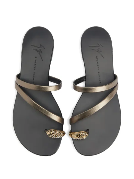 Sandale Giuseppe Zanotti din piele cu model piele de șarpe auriu