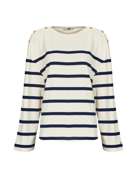 Tommy Hilfiger Blúzka Gold Button Écru zlatá