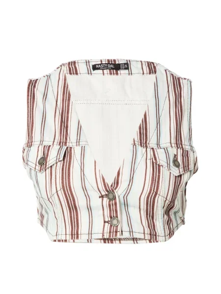 Nasty Gal Top crem / deschis / maro ruginiu albastru