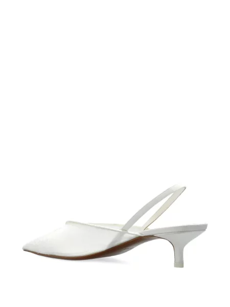 Pantofi cu toc Neous din dantelă slingback alb