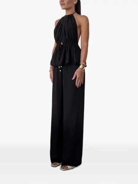 Pantaloni Taylor cu perle cu cordon negru