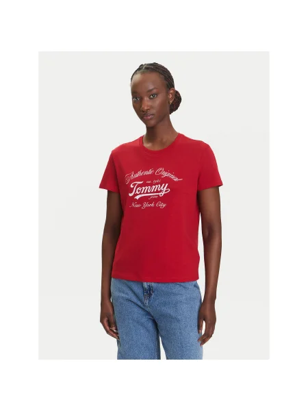 Tommy Jeans Póló Essential Regular Fit piros