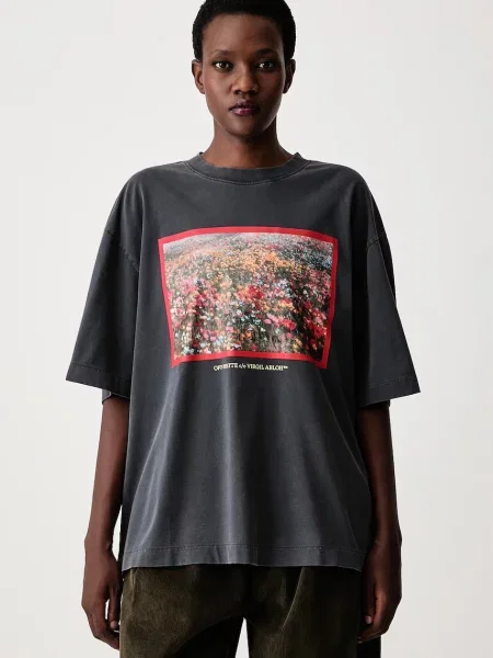 Off-White Flowers Field Skate tricou din pentru femei alb