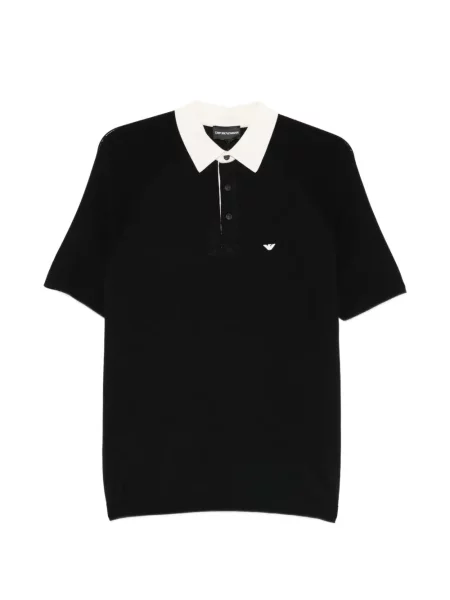 Tricou polo Emporio Armani cu broderie negru