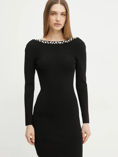 Рокля Marciano Guess LAUREN къса с кройка по тялото черно