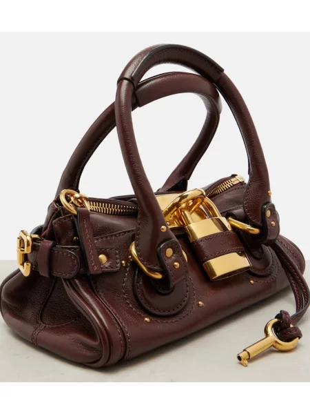 Geanta de piele Chloé din piele mini maro