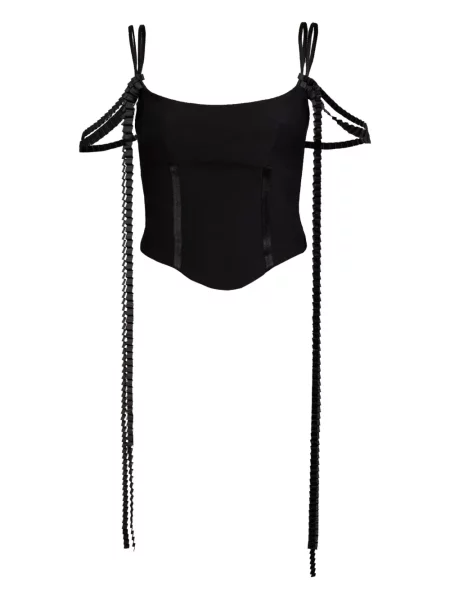 Top Rxquette din dantelă negru