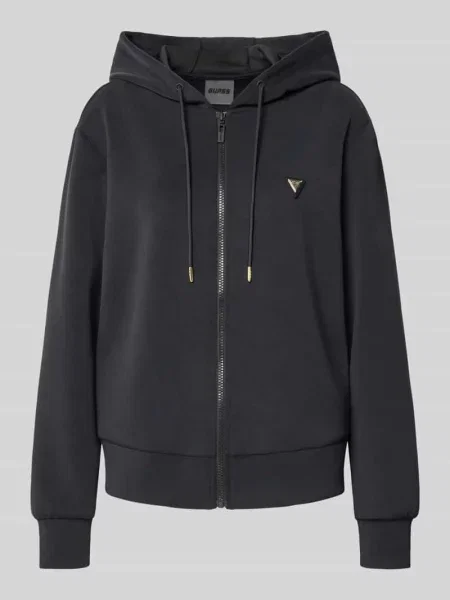 Guess bluza OLYMPE z kapturem gładka czarny