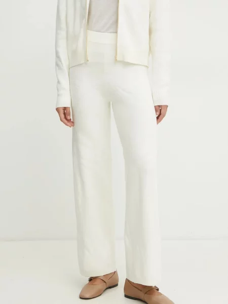 Marella pantaloni femei drept high waist bej