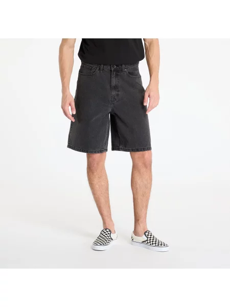 Kostkované džínové šortky Vans černé