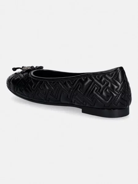 Kožené baleríny Tommy Hilfiger TH QUILTED BALLERINA černé