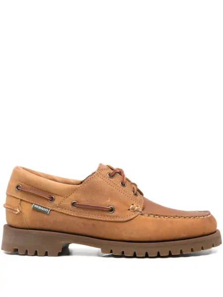 Sneakerși Sebago cu șireturi din piele maro