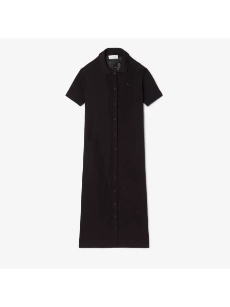 Lacoste Szydełkowa Sukienka Polo brązowa