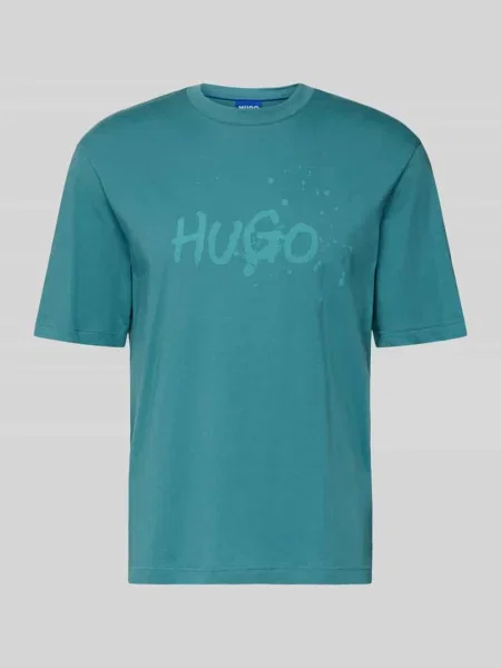 T-shirt o kroju regular fit z czystej bawełny model Hugo Blue