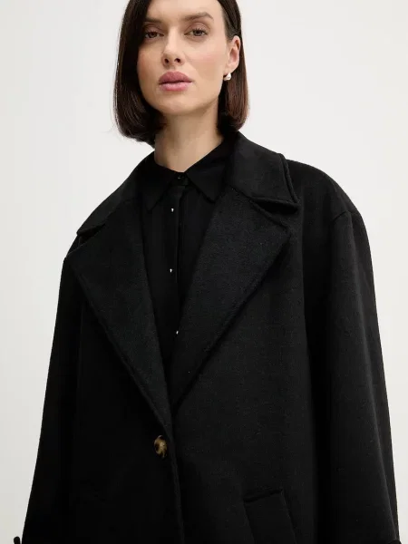 Шерстяное пальто Pedro Del Hierro черное