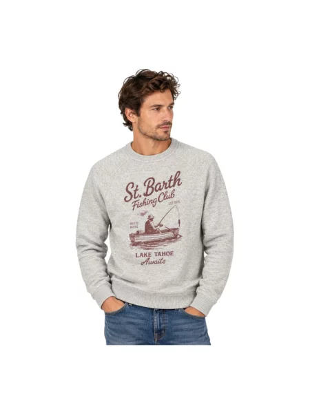Bluza Mc2 Saint Barth wełniana z nadrukiem szara