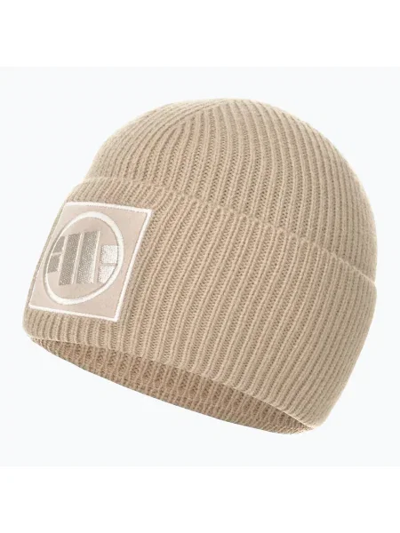 Bărbați de iarnă beanie Pitbull Beanie Logo Single Layer Cuff nisip