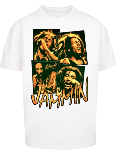 Merchcode Tričko Bob Marley Jammin žlutá / černá bílá