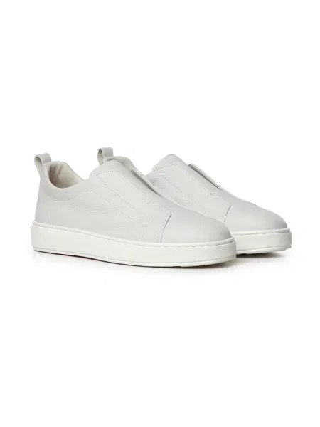Sneakersy Santoni skórzane wsuwane białe