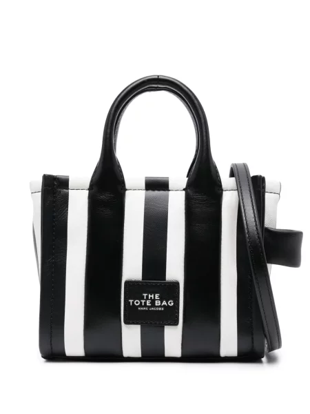 Geanta de piele Marc Jacobs din piele cu dungi negru