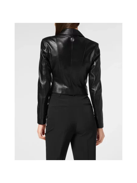 Marynarka Philipp Plein skórzana retro czarna