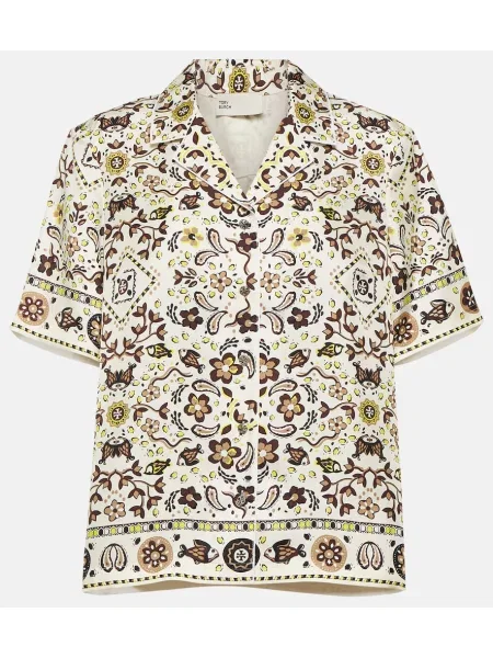Cămașă Tory Burch de mătase cu imagine