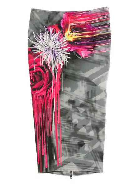 Spódnica Gemy Maalouf w kwiatki z nadrukiem szara