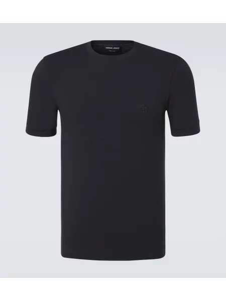 Tricou Giorgio Armani din jerseu albastru
