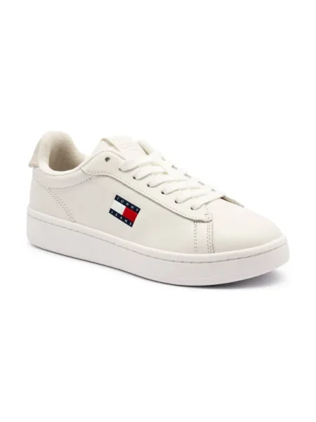 Teniși Tommy Jeans din piele alb