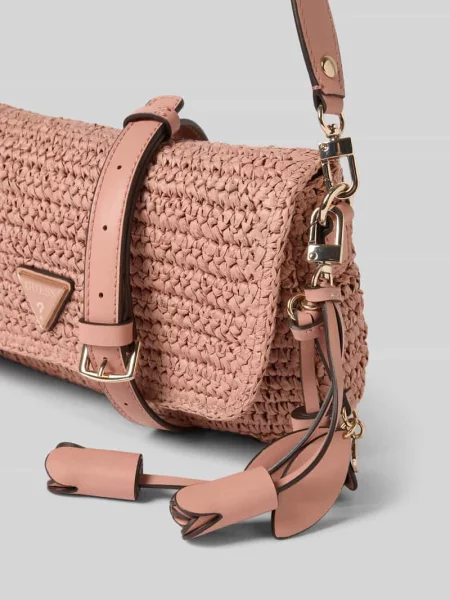 Torba na ramię w efekcie plecionki model OFELIA' Guess różowa