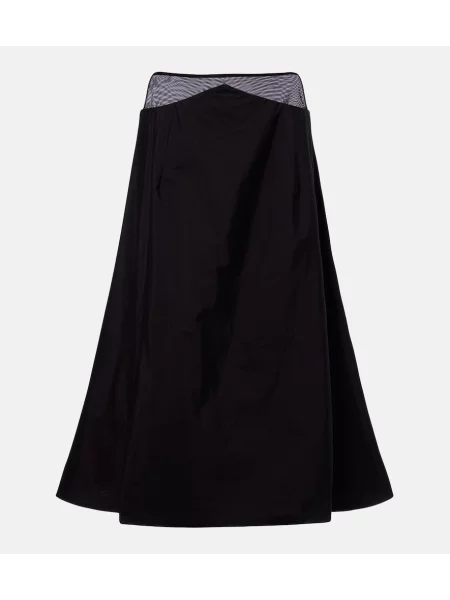 Fustă midi The Row din poplin negru