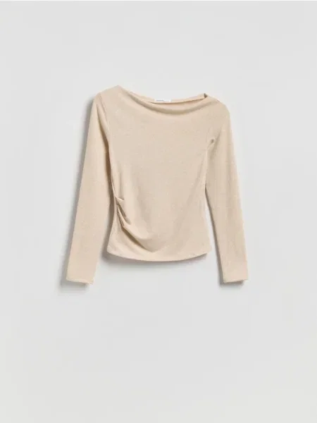 Reserved Longsleeve z wiskozą beżowy
