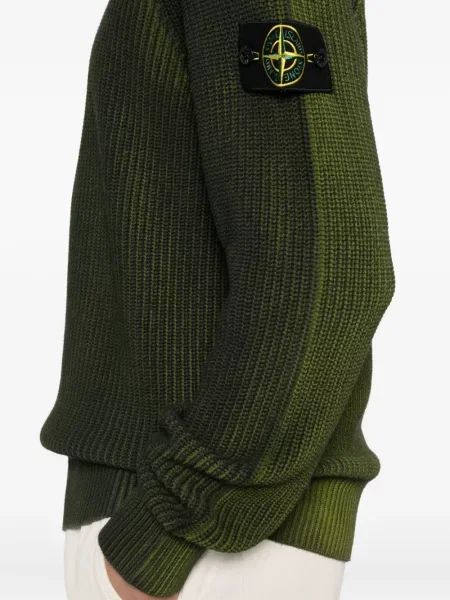 Pulover Stone Island cu decolteu rotund cu strasuri verde