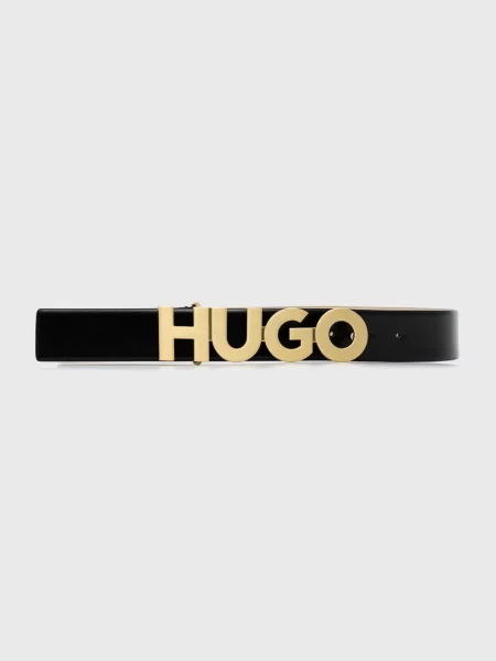 HUGO Kožený pásek černý
